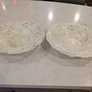 Silverina Istanbul Handmade In Turkey Silver Tone Glass Bowls 11.5 In Diameter